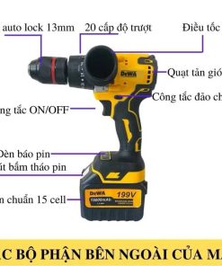 Máy khoan pin 199V 3 chức năng – mạnh mẽ, bền bỉ, pin siêu khủng