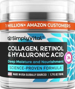 SimplyVital Collagen, Retinol & Hyaluronic Acid Cream,  Anti-Aging Face Moisturizer for Face, Firming Skin Care Neck & Décolleté Made in USA, Daily Moisturizer Face Cream Day & Night - 1.7 fl.oz.3