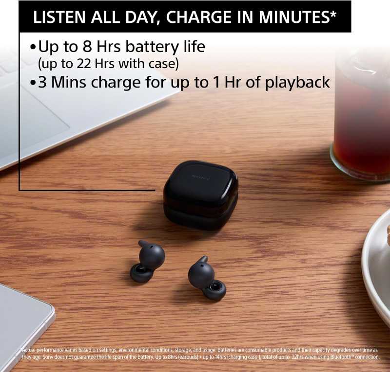 Sony LinkBuds Open Truly Wireless Earbud Headphones with an Open-Ring Design for Ambient Sounds and Newly Developed Air Fitting Supporters, Black