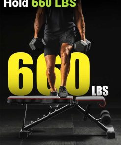 Yoleo Adjustable Weight Bench for Full Body Workout; Foldable Bench Press Bench of Home Gym Strength Training; Incline Decline Flat Utility Workout Bench with Quick Folding& Fast Adjustment (Black)