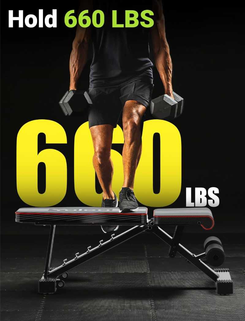 Yoleo Adjustable Weight Bench for Full Body Workout; Foldable Bench Press Bench of Home Gym Strength Training; Incline Decline Flat Utility Workout Bench with Quick Folding& Fast Adjustment (Black)1 Yoleo Adjustable Weight Bench for Full Body Workout; Foldable Bench Press Bench of Home Gym Strength Training; Incline Decline Flat Utility Workout Bench with Quick Folding& Fast Adjustment (Black)