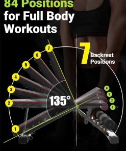 Yoleo Adjustable Weight Bench for Full Body Workout; Foldable Bench Press Bench of Home Gym Strength Training; Incline Decline Flat Utility Workout Bench with Quick Folding& Fast Adjustment (Black)