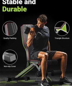 Yoleo Adjustable Weight Bench for Full Body Workout; Foldable Bench Press Bench of Home Gym Strength Training; Incline Decline Flat Utility Workout Bench with Quick Folding& Fast Adjustment (Black)