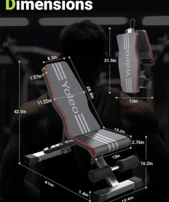 Yoleo Adjustable Weight Bench for Full Body Workout; Foldable Bench Press Bench of Home Gym Strength Training; Incline Decline Flat Utility Workout Bench with Quick Folding& Fast Adjustment (Black)