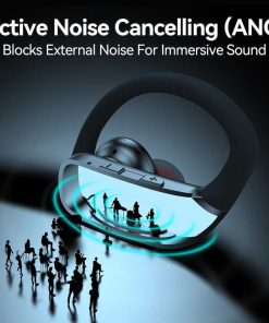 bmani Noise Cancelling Earbuds Wireless Ear Buds Bluetooth Headphones with 80H Playtime LED Display Case, Over-Ear Hook with Mic, Easy Button Controls, Sports Earphones for Running Workout Gym 1