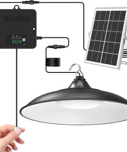 2000LM Solar Shed Light Indoor Outdoor – IP65 Waterproof Pendant Lamp with Pull String, Dusk to Dawn, 3 Modes for Garage, Barn & Gazebo