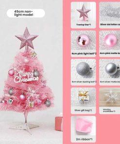 Cây Thông Noel Nhân Tạo Aubess 45/60CM Màu Hồng – Trang Trí Giáng Sinh Dễ Thương, Có Đèn LED