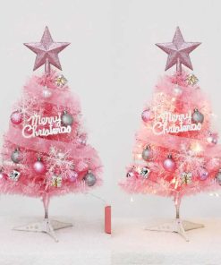 C&acirc;y Th&ocirc;ng Noel Nh&acirc;n Tạo Aubess 45/60CM M&agrave;u Hồng &ndash; Trang Tr&iacute; Gi&aacute;ng Sinh Dễ Thương, C&oacute; Đ&egrave;n LED