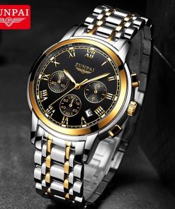 Đồng Hồ Doanh Nhân ZUNPAI – Thiết Kế Đơn Giản, Thanh Lịch – Đồng Hồ Bấm Giờ 3 Mắt, Thép Không Gỉ, Chống Nước Thể Thao