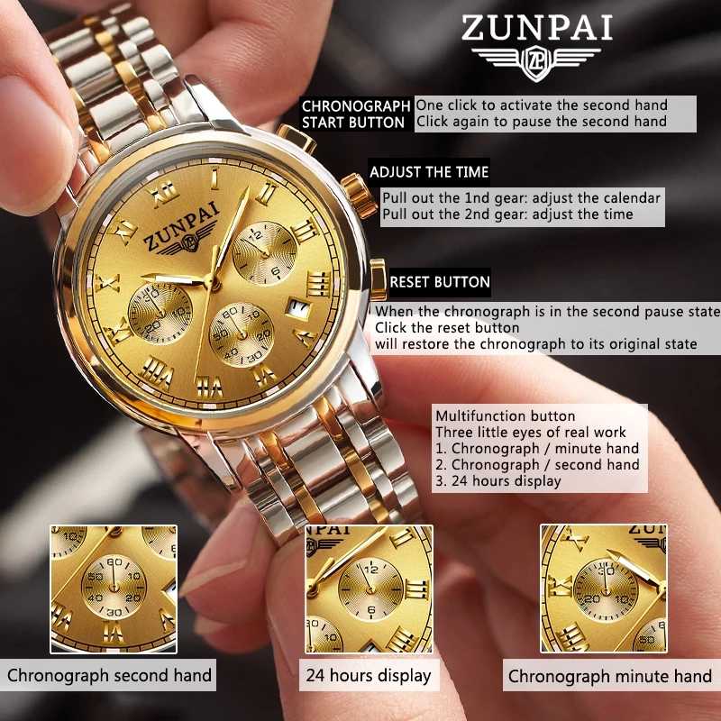 Đồng Hồ Doanh Nhân ZUNPAI – Thiết Kế Đơn Giản, Thanh Lịch – Đồng Hồ Bấm Giờ 3 Mắt, Thép Không Gỉ, Chống Nước Thể Thao2 Đồng Hồ Doanh Nhân ZUNPAI – Thiết Kế Đơn Giản, Thanh Lịch – Đồng Hồ Bấm Giờ 3 Mắt, Thép Không Gỉ, Chống Nước Thể Thao
