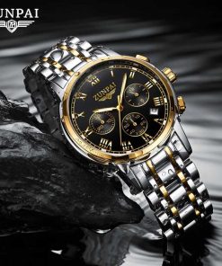 Đồng Hồ Doanh Nhân ZUNPAI – Thiết Kế Đơn Giản, Thanh Lịch – Đồng Hồ Bấm Giờ 3 Mắt, Thép Không Gỉ, Chống Nước Thể Thao