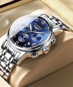 Đồng Hồ Doanh Nhân ZUNPAI – Thiết Kế Đơn Giản, Thanh Lịch – Đồng Hồ Bấm Giờ 3 Mắt, Thép Không Gỉ, Chống Nước Thể Thao