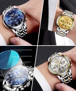 Đồng Hồ Doanh Nhân ZUNPAI – Thiết Kế Đơn Giản, Thanh Lịch – Đồng Hồ Bấm Giờ 3 Mắt, Thép Không Gỉ, Chống Nước Thể Thao