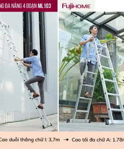 Thang Nhôm Gấp Đa Năng 4 Đoạn FUJIHOME (cao 3,7m – 4,4m – 4,7m)