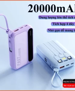 Sạc dự phòng 20000mAh nhiều cổng sạc tương thích nhiều thiết bị TYPE C-USB