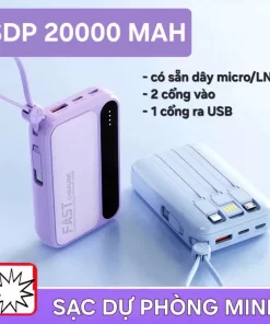 Sạc dự phòng 20000mAh nhiều cổng sạc tương thích nhiều thiết bị TYPE C-USB