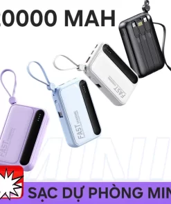 Sạc dự phòng 20000mAh nhiều cổng sạc tương thích nhiều thiết bị TYPE C-USB
