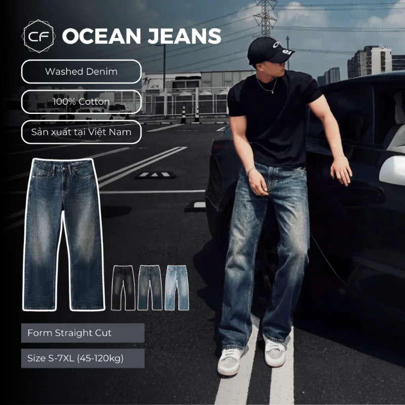 Quần jean nam CLEANFIT ống đứng dusty