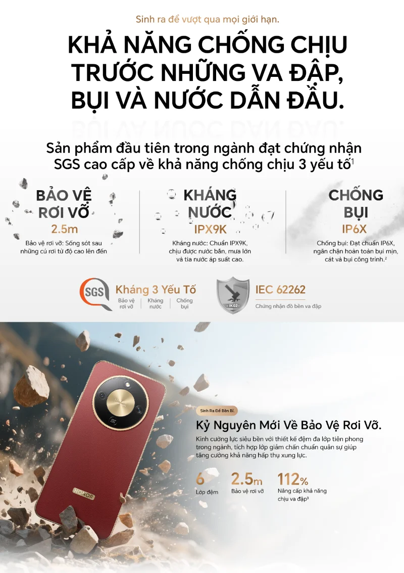 HONOR X9d 5G độ bền IP69K