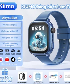 Kiumo đồng hồ thông minh trẻ em 4G GPS,gọi video HD,750mAh,chống nước,SIM,SOS,RAM 2+16GB,kèm dây đeo & ốp silicone